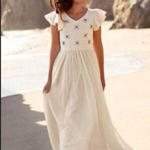 Joyfolie Cream Flutter Sleeve Dress